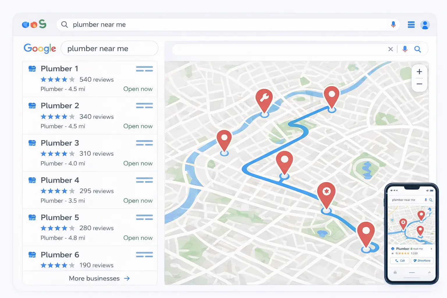 Local SEO map visibility interface